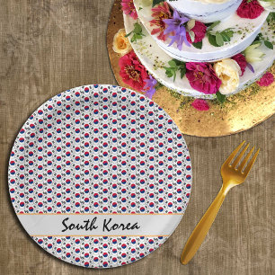 Korean Hearts plate, Korean Flag /South Korea Paper Plates