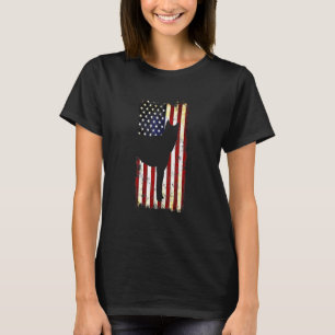Korean Jindo Dog Silhouette American Flag 4th Of J T-Shirt