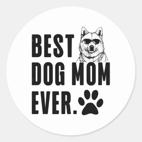 Korean Jindo Mommy Mom Best Dog Mom Ever Wo Classic Round Sticker