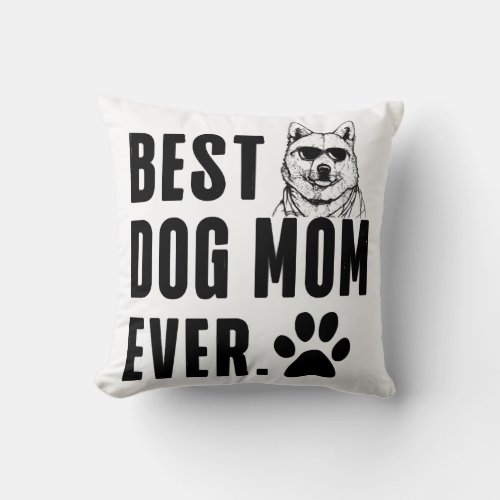 Korean Jindo Mommy Mom Best Dog Mom Ever Wo Throw Pillow