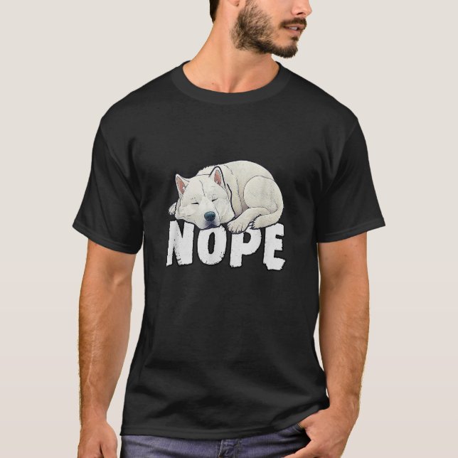 Korean Jindo Nope Funny Lazy Pet Dog Cute T Shirt (Front)