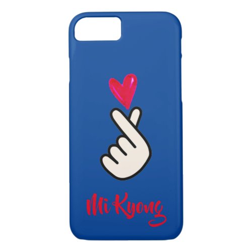 Korean K_pop Hand Heart Blue Red iPhone 87 Case