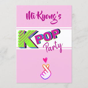 Korean K-pop Hand Heart Party Invitation
