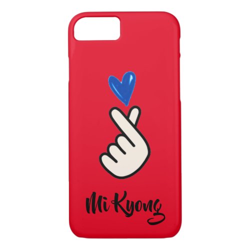 Korean K_pop Hand Heart Red Blue iPhone 87 Case