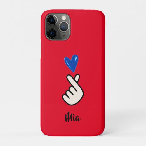 Korean K_pop Hand Heart Red Blue  iPhone Case