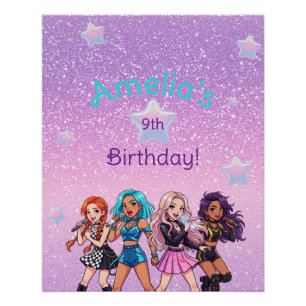 Korean K-Pop Singing Birthday Poster