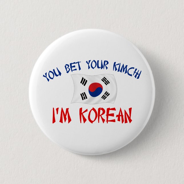 Korean Kimchi Pinback Button (Front)