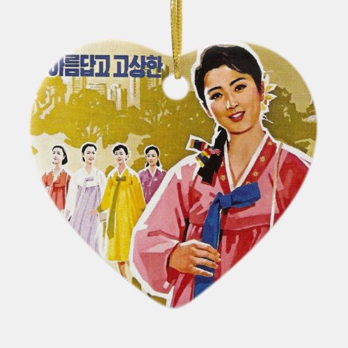 Korean Ladies Wearing Hanbok Ceramic Ornament