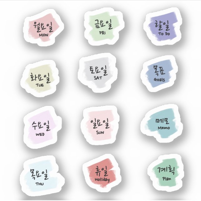 Korean letters for Bullet Journal Sticker (Front)