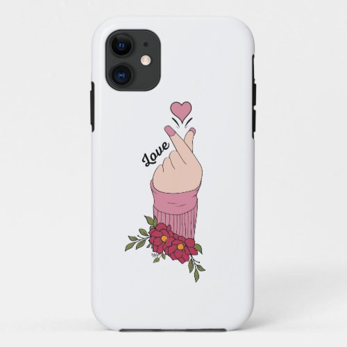 Korean Love Sign Finger Heart iPhone Case â Minima