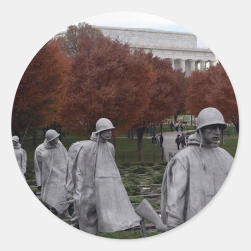 Korean Memorial and Lincoln Memorial Fall Classic Round Sticker