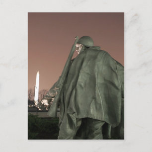 Korean Memorial and Washington Monument at night Postcard