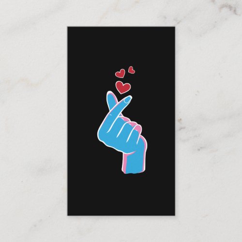 Korean Music Finger Heart Kpop Seoul Hallyu Business Card