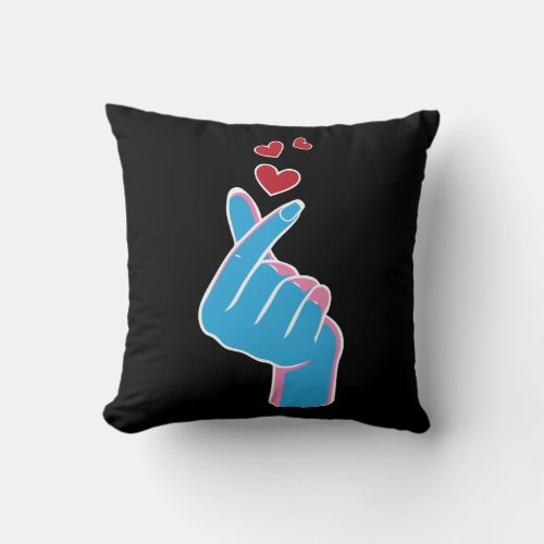 Korean Music Finger Heart Kpop Seoul Hallyu Throw Pillow