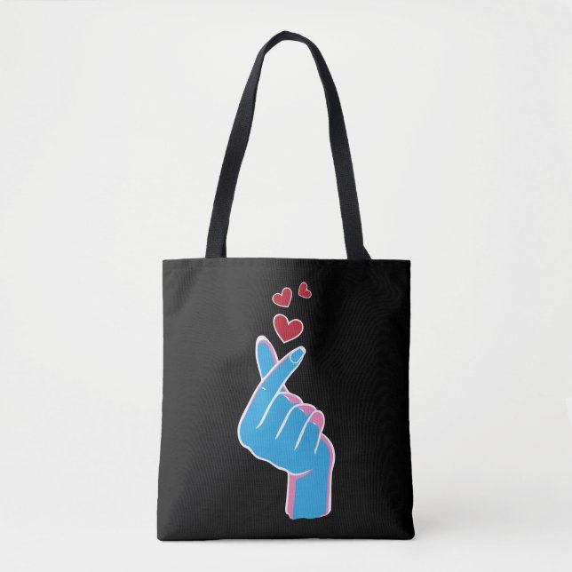 Korean Music Finger Heart Kpop Seoul Hallyu Tote Bag (Front)