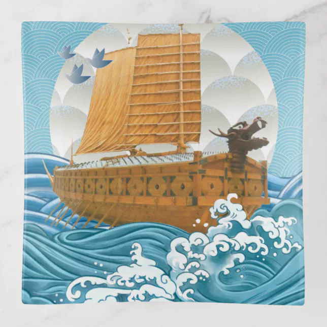 Korean Naval Turtle Ship 거북선 Trinket Tray | Zazzle