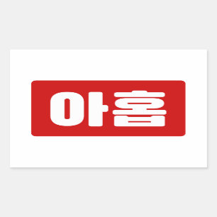 Korean Number 9 Nine 아홉 【Ahop】 Hangul Rectangular Sticker