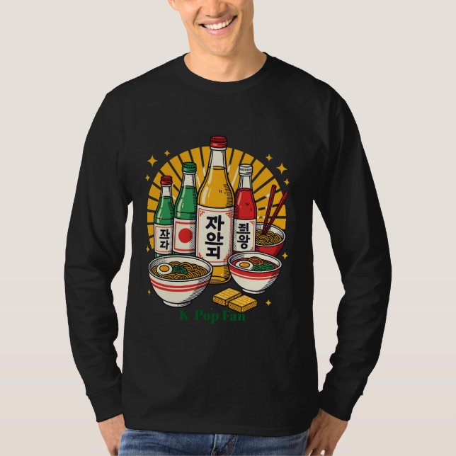 Korean Pop Culture Chest Print T-Shirt (Front)