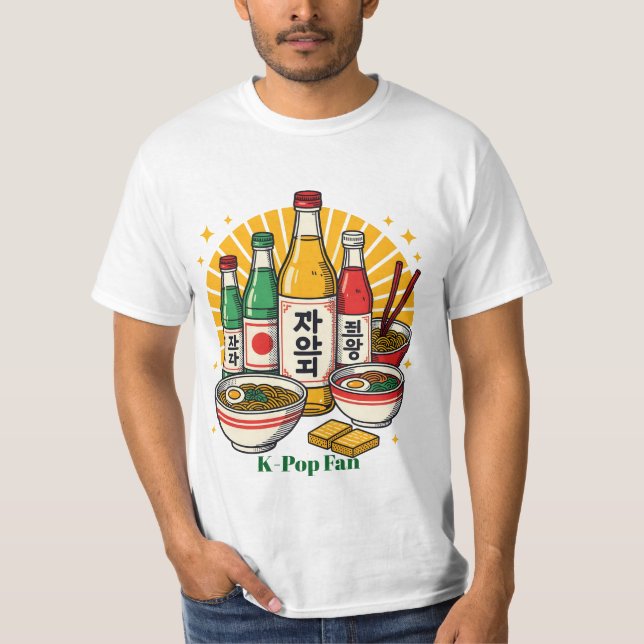 Korean Pop Culture Chest Print T-Shirt (Front)