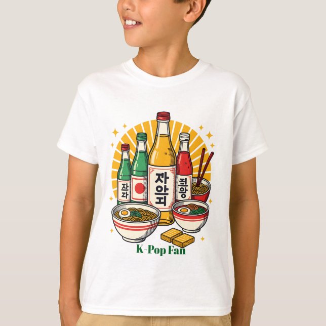 Korean Pop Culture Chest Print T-Shirt (Front)