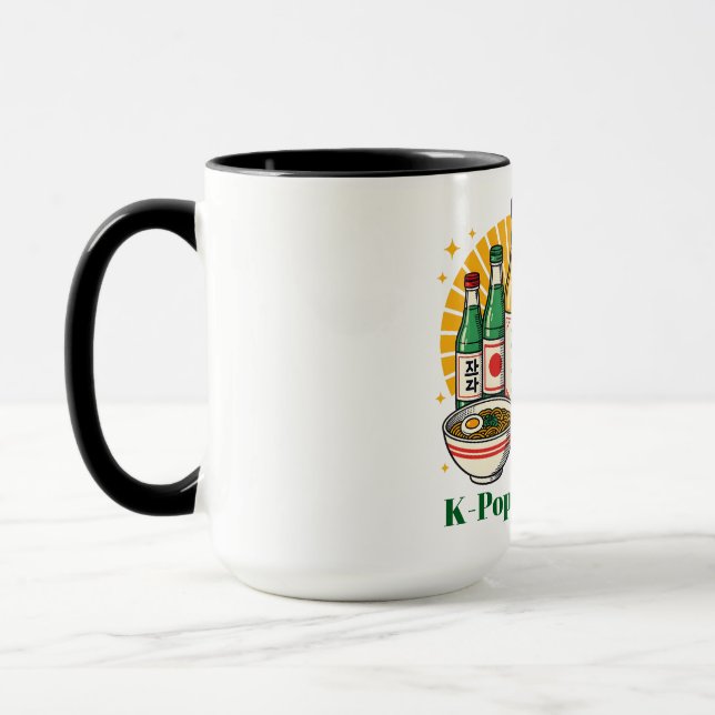 Korean Pop Culture Chest Print T-Shirt Glass Mug (Left)