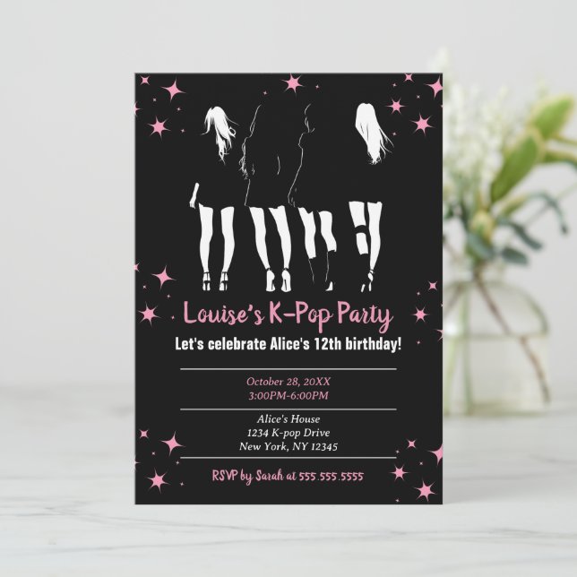Korean Pop Music K-Pop Black Pink Birthday Party Invitation | Zazzle