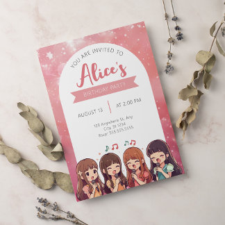 Korean Pop Music K-Pop Girlband Birthday Party Invitation
