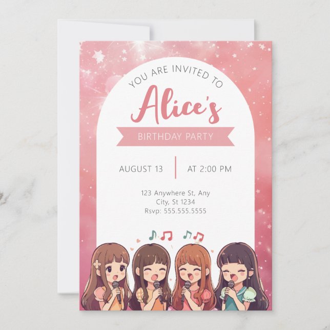 K-POP タレントカード Invitation Korean Pop Music K-Pop Girlband Birthday Party Invitation | Zazzle