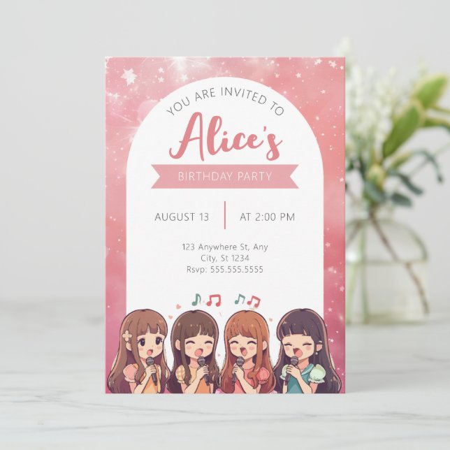Korean Pop Music K-Pop Girlband Birthday Party Invitation | Zazzle