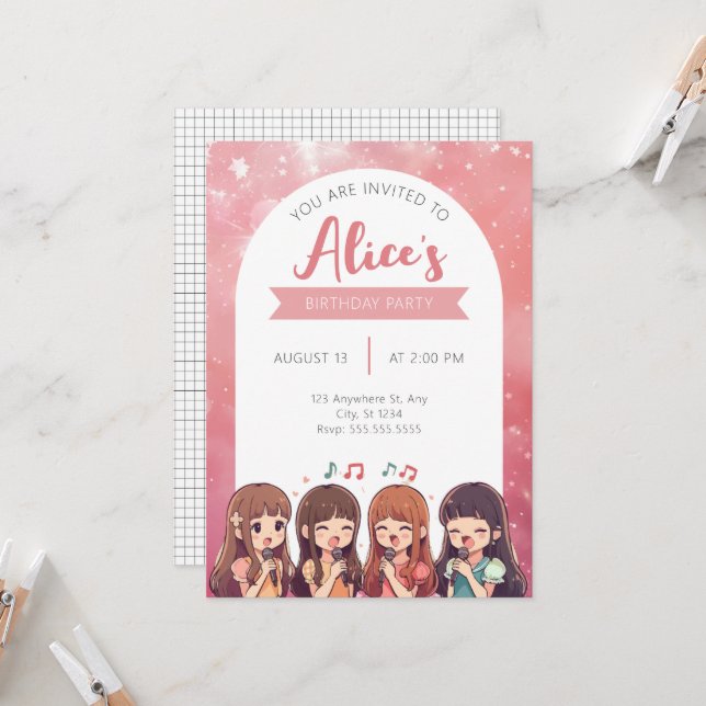 Korean Pop Music K-Pop Girlband Birthday Party Invitation | Zazzle