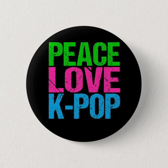 Korean Pop Music Peace Love K-Pop Button (Front)