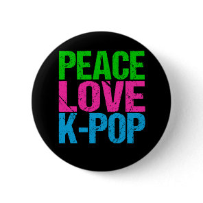 Korean Pop Music Peace Love K-Pop Button
