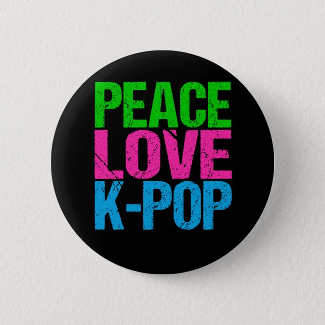 Korean Pop Music Peace Love K-Pop Button (Front)