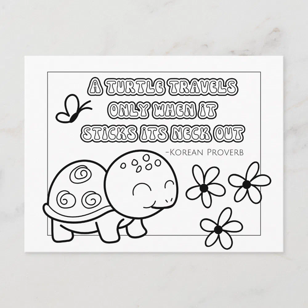 Korean Proverb Coloring Card - Motivational Quote