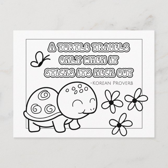 Korean Proverb Coloring Card - Motivational Quote (Front)