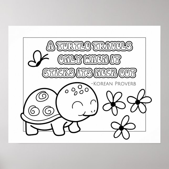 Korean Proverb Coloring Poster -Motivational Quote (Front)