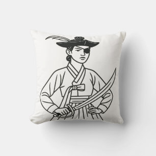 Korean Retro Pirate - Minimalist Hanbok Heroine Throw Pillow