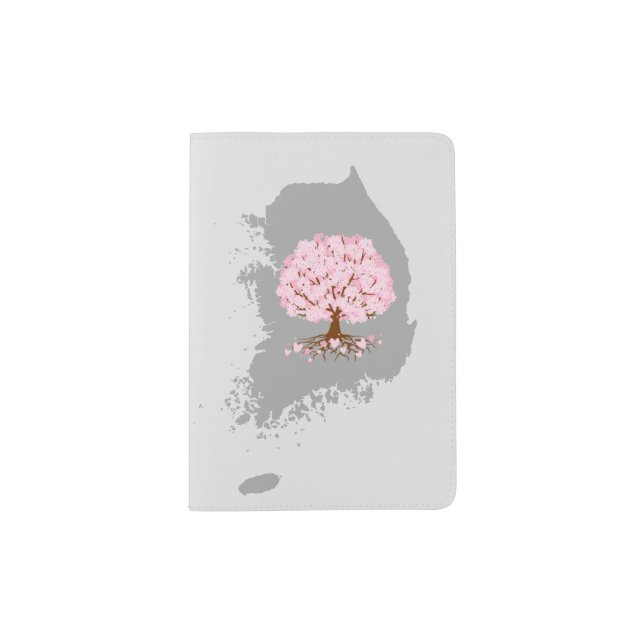 Korean Roots Under the Sakura Tree Luggage Tag Passport Holder (Front)