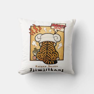 Korean Sauna Jjimjilbang Tiger Throw Pillow