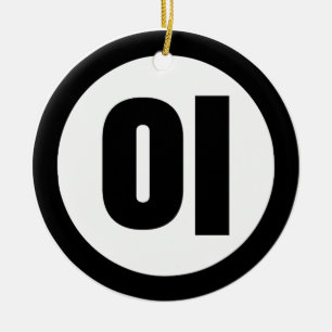 Korean Sino Number 2 Two 이 【I】 Hangul Ceramic Ornament