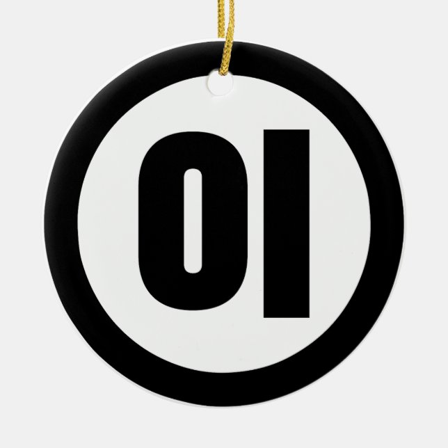 Korean Sino Number 2 Two 이 【I】 Hangul Ceramic Ornament (Front)