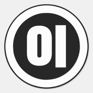 Korean Sino Number 2 Two 이 【I】 Hangul Classic Round Sticker