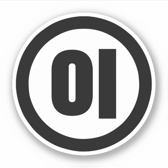 Korean Sino Number 2 Two 이 【I】 Hangul Sticker (Front)