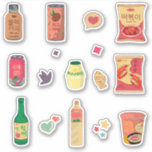 Korean snacks and drinks sticker set