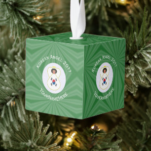 Korean (South) Angel Christmas Flag Personalized  Cube Ornament
