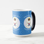 Korean (South) Angel Hanukkah Flag Personalized  Color Morph Mug<br><div class="desc">Magic morphing mug features a South Korean Flag Angel, dressed in the flag of the Republic of Korea, inside a white, fractal circle of squiggly squares. The circle is on a blue fractal background of squiggly squares. Add a name, holiday, and year to personalize your mug as a gift or...</div>