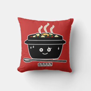 Korean Spicy soft Tofu Stew soup jjigae hot egg Throw Pillow