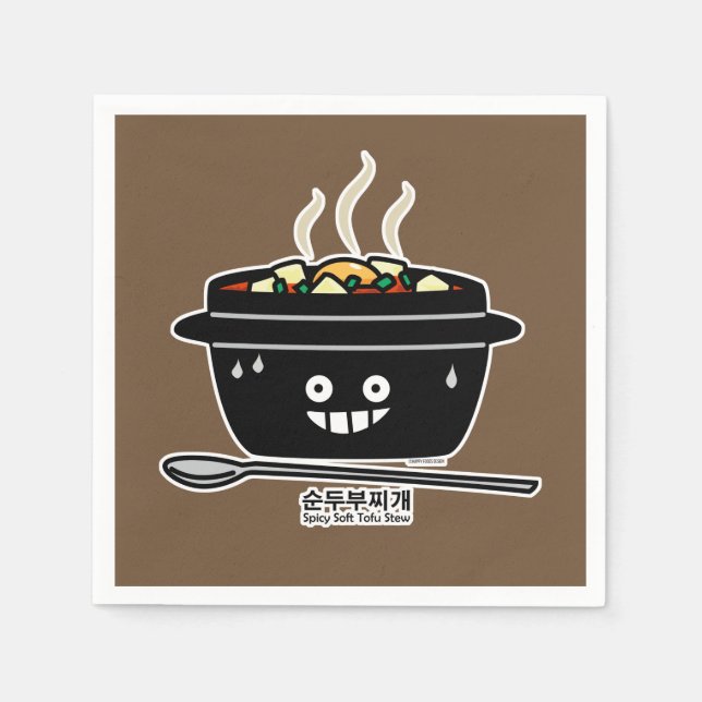 Korean Spicy soft Tofu Stew soup Sundubu jjigae Napkins (Front)