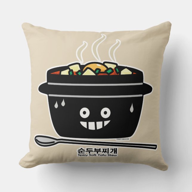 Korean Spicy soft Tofu Stew soup Sundubu jjigae Throw Pillow (Front)