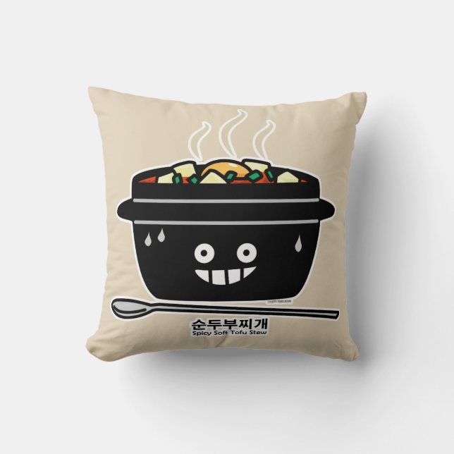 Korean Spicy soft Tofu Stew soup Sundubu jjigae Throw Pillow (Front)